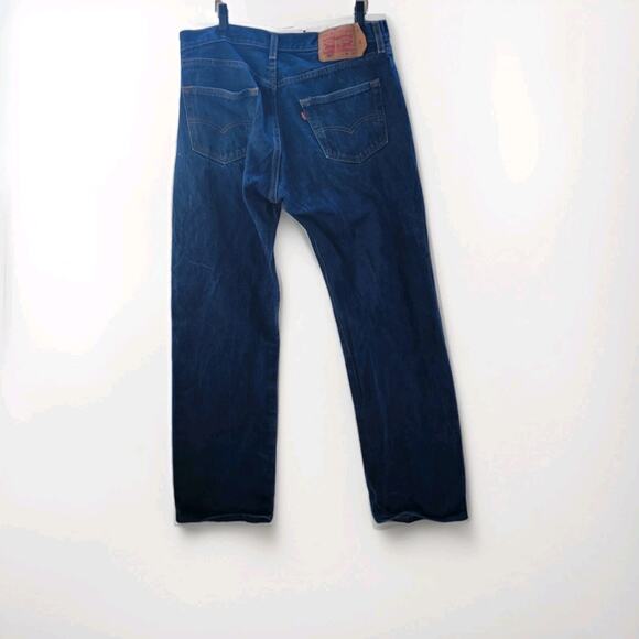 Levi's 501 Jeans Dark Blue Wash Men's Size 36/34 Straight Leg Cotton Button-Up - Picture 7 of 8